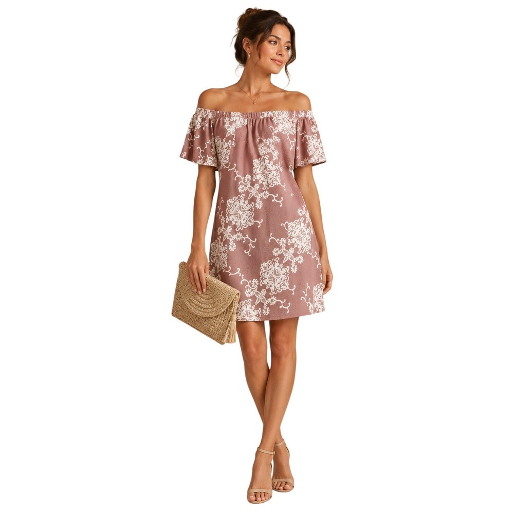 Off the Shoulder Floral Mini Dress Womens‎ Medium Pink Bodycon